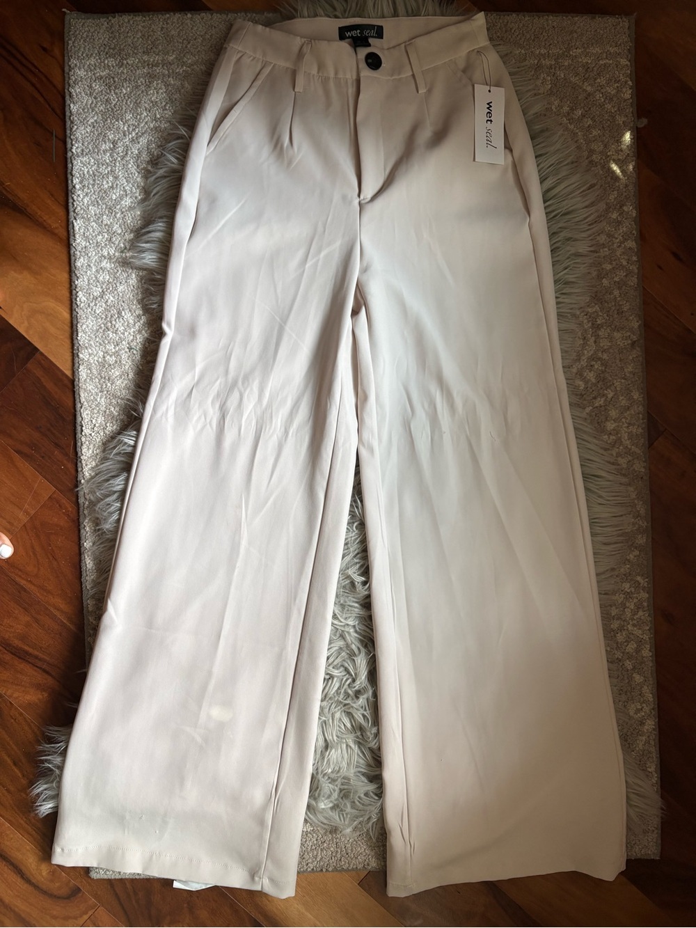 Wet Seal Cream Wide-Leg Trousers